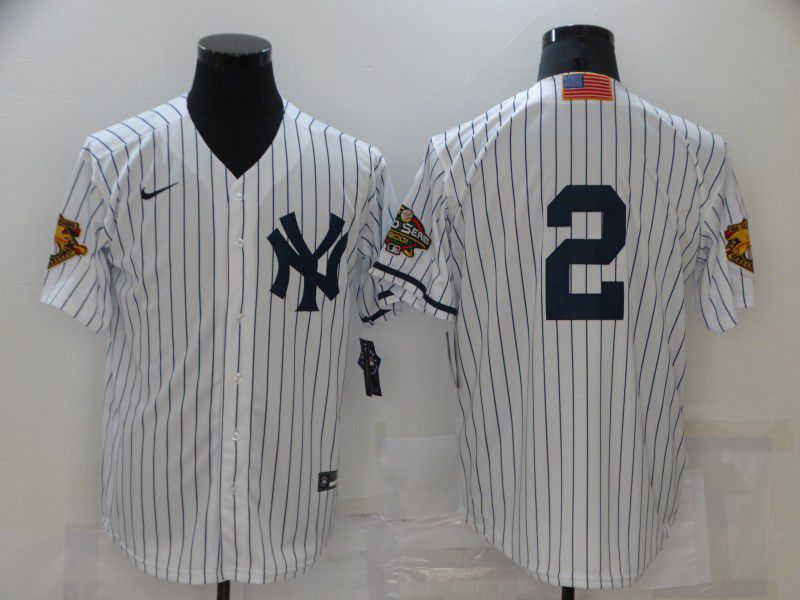 Men New York Yankees #2 No Name White Throwback Game 2021 Nike MLB Jersey